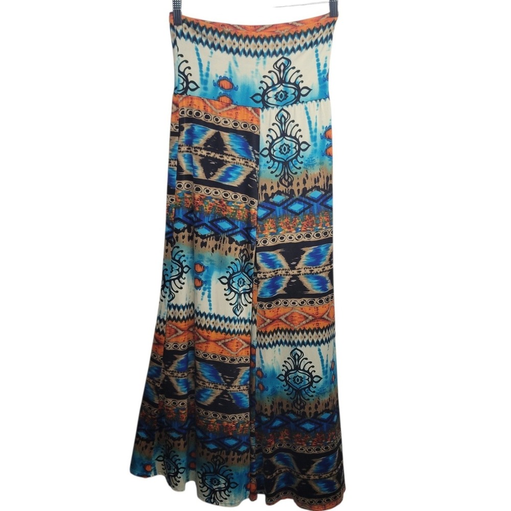Moa USA Womens Wide Leg Palazzo Pants Tribal Geometric Print Multi-Color Size M